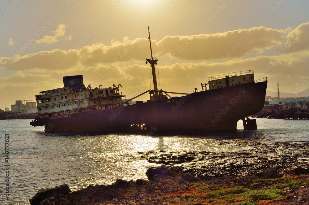 Telamon aground boat in Lanzarote