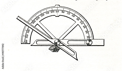 Obraz na plátne Manual goniometer for use in crystallography (from Meyers Lexikon, 1895, 7/754)