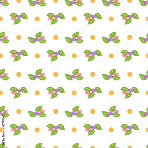 Flower and dot seamless pattern