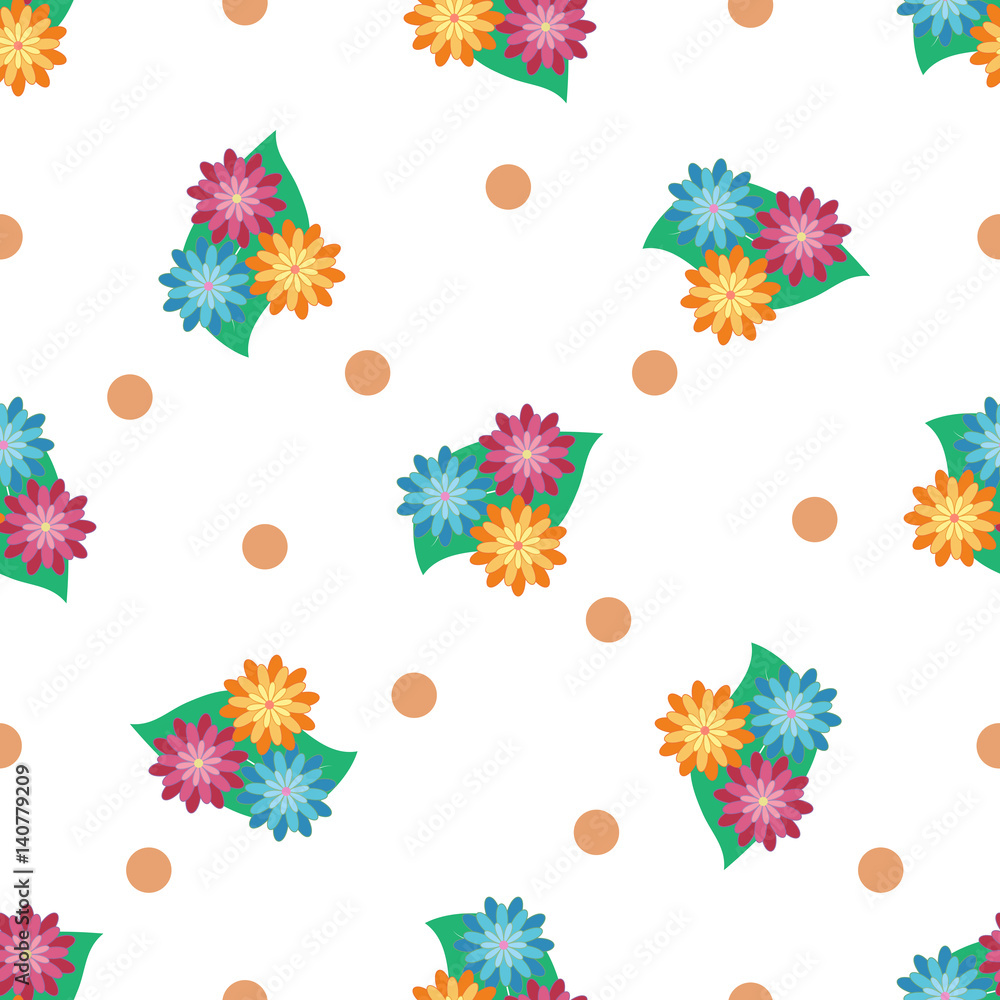Flower and leaf seamless pattern