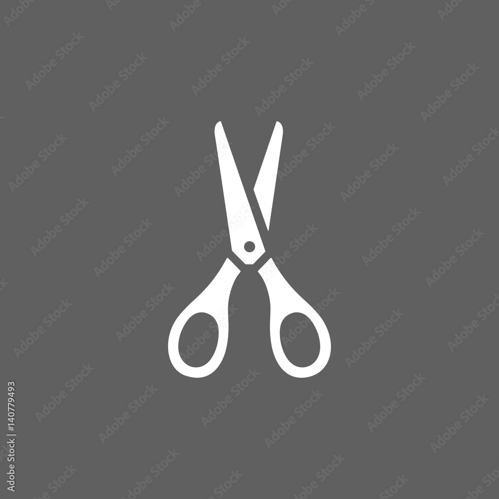 Scissors icon on a dark background Scissors icon on a dark background