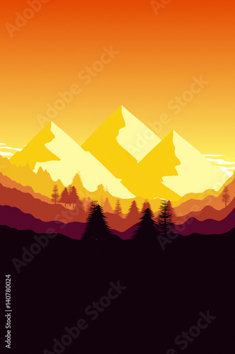 sunset mountain background