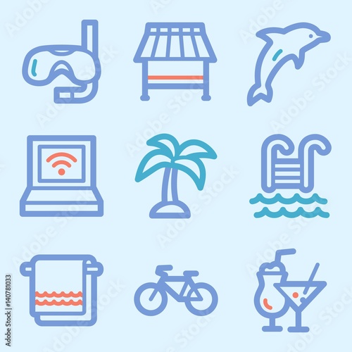 Vacation and transport vector mobile icons, tour infographics symbols.