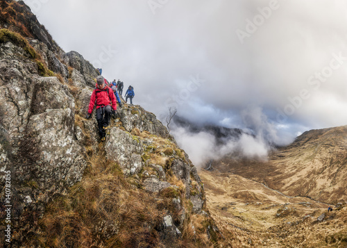 UK, Scotland, Glencoe, trekking at Sron na Lairig photo