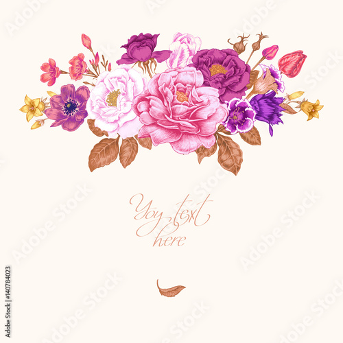 Card with the image of flowers and place for text.