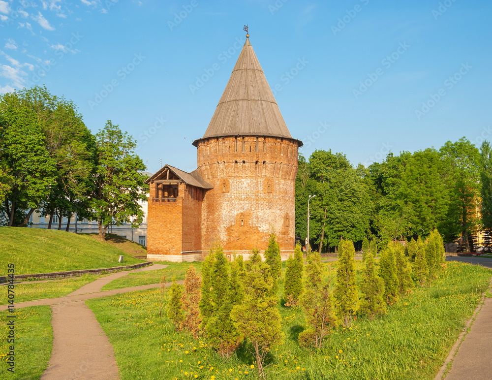 Tower with bell tower - fragment of ancient fortress in Smolensk