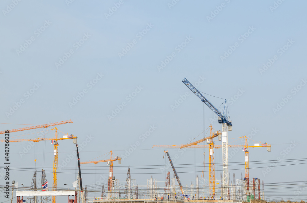 Landscape of construction crane in working place Landscape of construction crane in working place