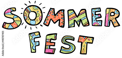 Bunter Schriftzug „SOMMERFEST“ / Vektor, freigestellt