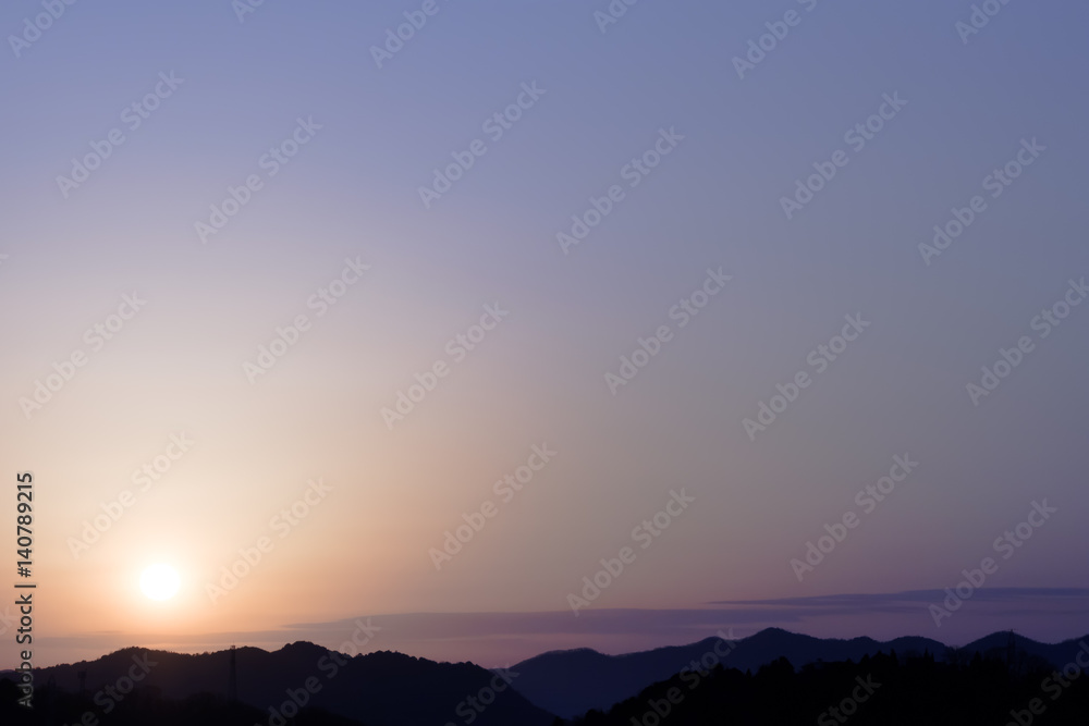 Dawn mountains' silhouette