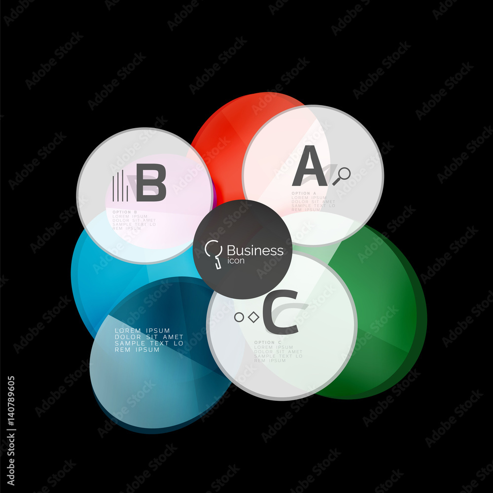 Glass color circles - infographic elements on black