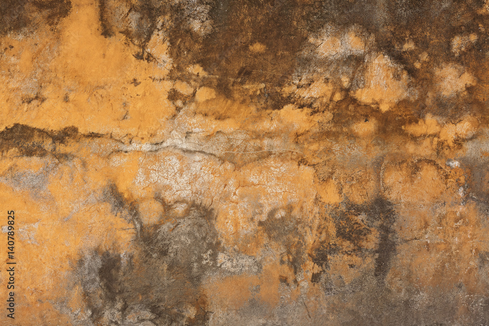 Dirty broken cement plaster. Grunge surface texture. Rought painted wall background.