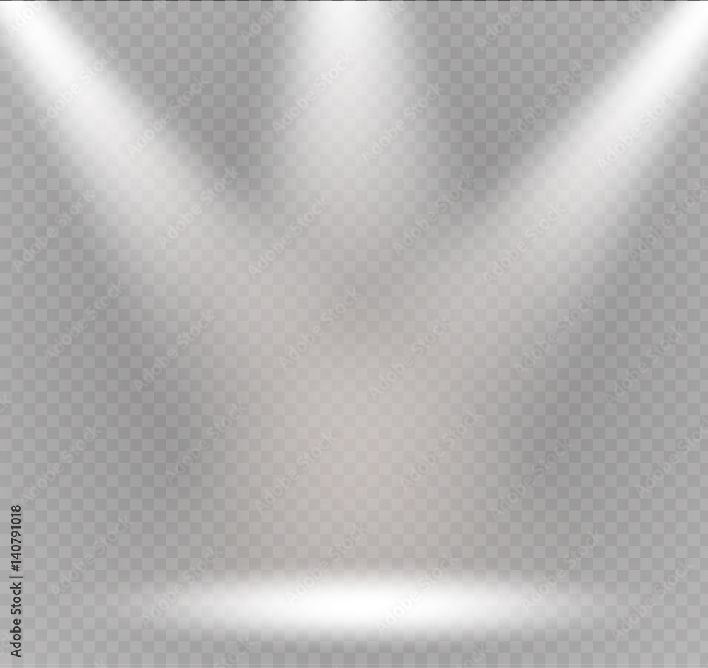 Vector spotlight. Light effect.Scene illumination, transparent effects on a plaid dark background. Bright lighting with spotlights. Vector spotlight. Light effect.Scene illumination, transparent effects on a plaid dark background. Bright lighting with spotlights.