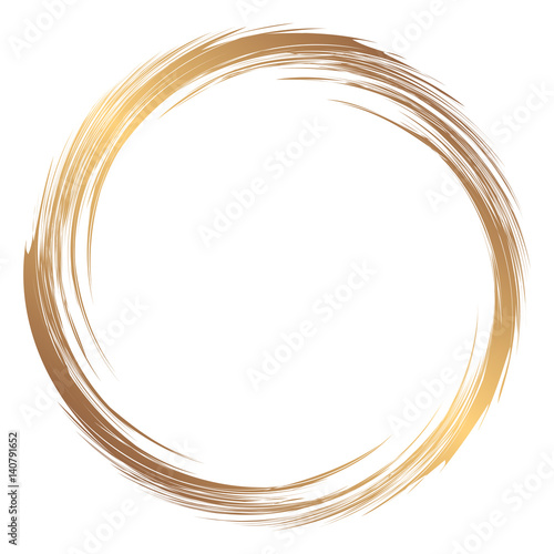 Round gold abstract frame. Element for creating posters, flyers, logos.