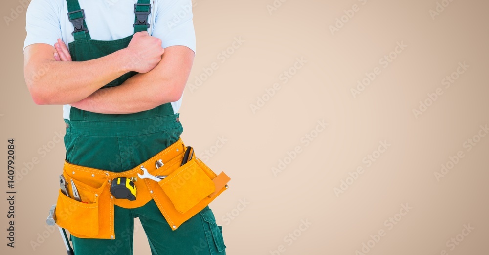 Carpenter against cream background StockFoto Adobe Stock