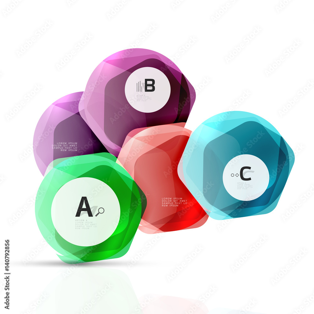 Glass glossy shiny hexagon web elements Glass glossy shiny hexagon web elements
