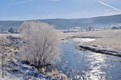 Obraz na plátně Le Doubs en hiver.