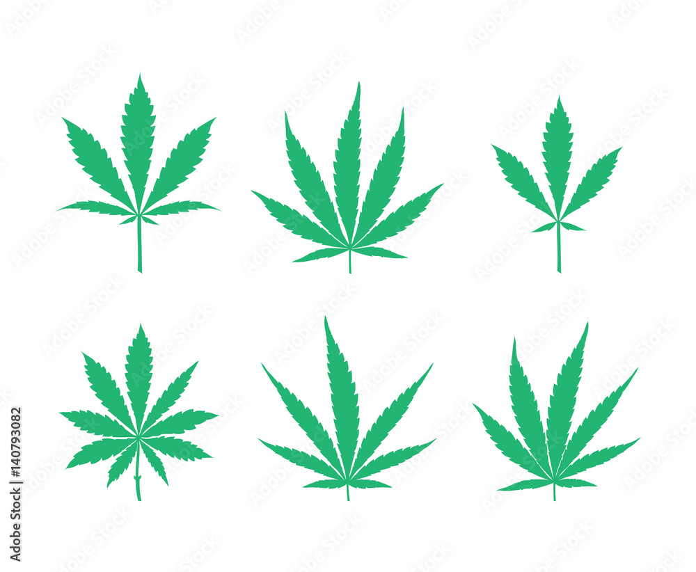 Vector cannabis leaves set Vector cannabis leaves set
