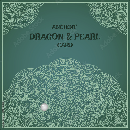 Indigo oriental pearl dragon card