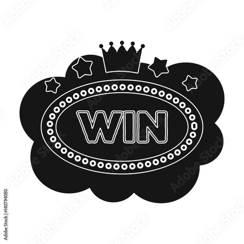 Emblem of the winner in the casino in the form of a cloud with the stars.Kasino single icon in black style vector symbol stock illustration.