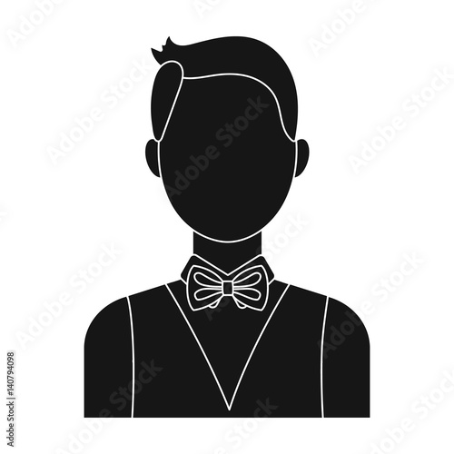 The man in a suit. The croupier, the person who follows the game in the casino.Kasino single icon in black style vector symbol stock illustration.