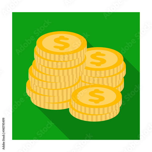 A pile of coins for reckoning in a casino. Gambling.Kasino single icon in flat style vector symbol stock illustration.