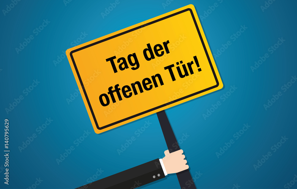 Tag der offenen Tür Schild Flat Design Stock-Vektorgrafik | Adobe Stock