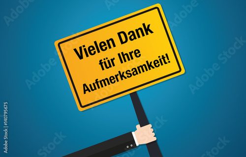 Vielen Dank für Ihre Aufmerksamkeit - Schild Flat Design