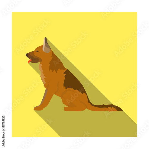 Police dog for detaining criminals. Trained shepherd for prison.Prison single icon in flat style vector symbol stock illustration.