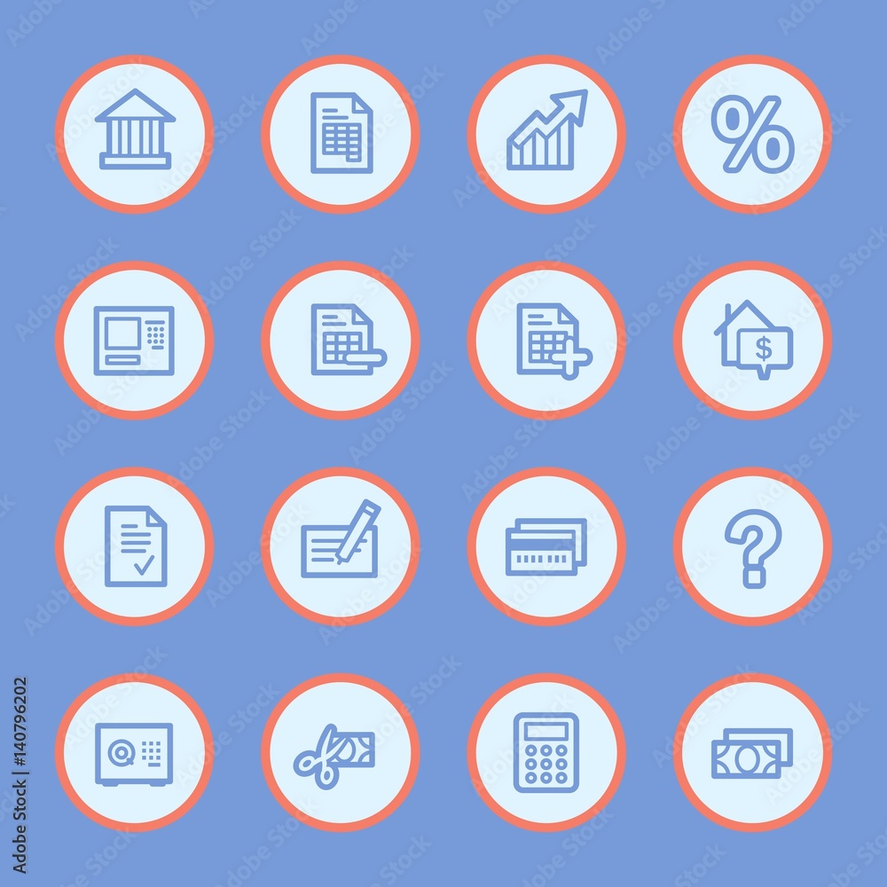Finance and banking, credit card and cash, atm and rent, tax and mortgage, web vector stock icons Finance and banking, credit card and cash, atm and rent, tax and mortgage, web vector stock icons
