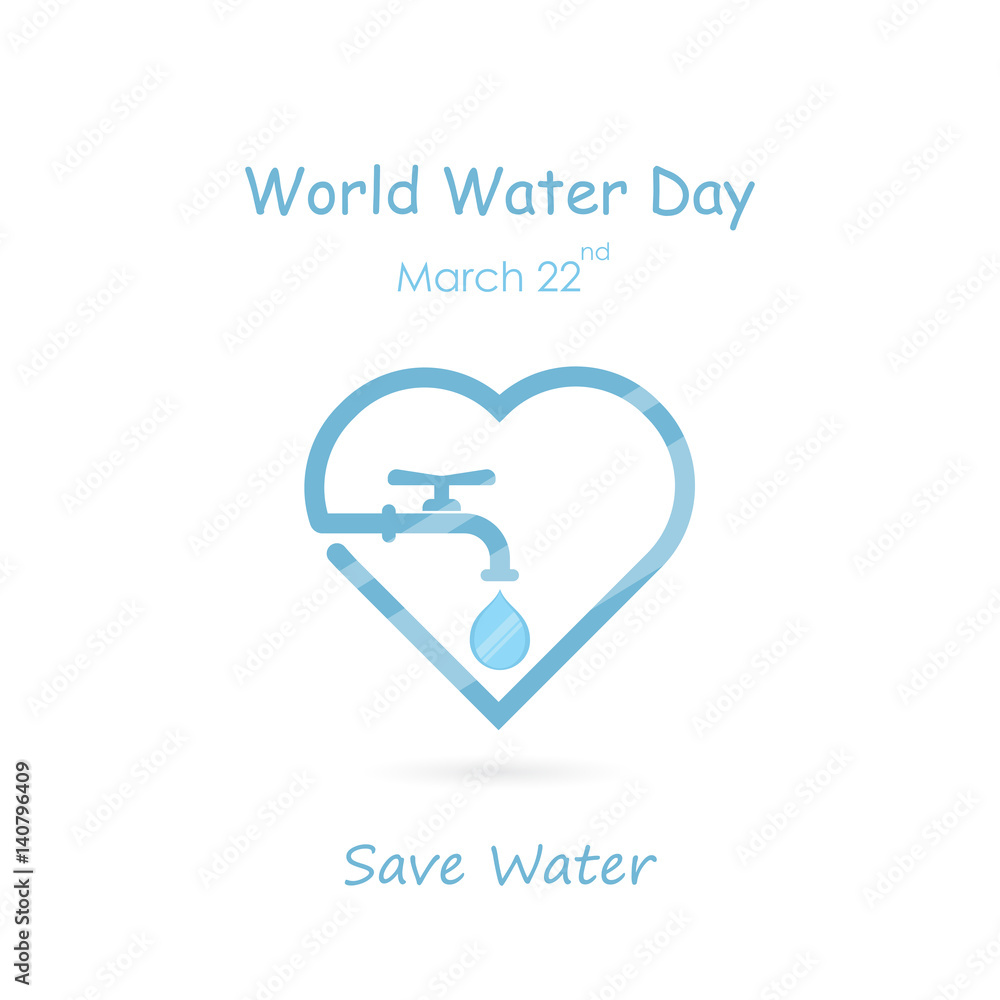 Water drop and water tap icon with heart shape vector logo design template.World Water Day icon.World Water Day idea campaign concept for greeting card and poster Water drop and water tap icon with heart shape vector logo design template.World Water Day icon.World Water Day idea campaign concept for greeting card and poster