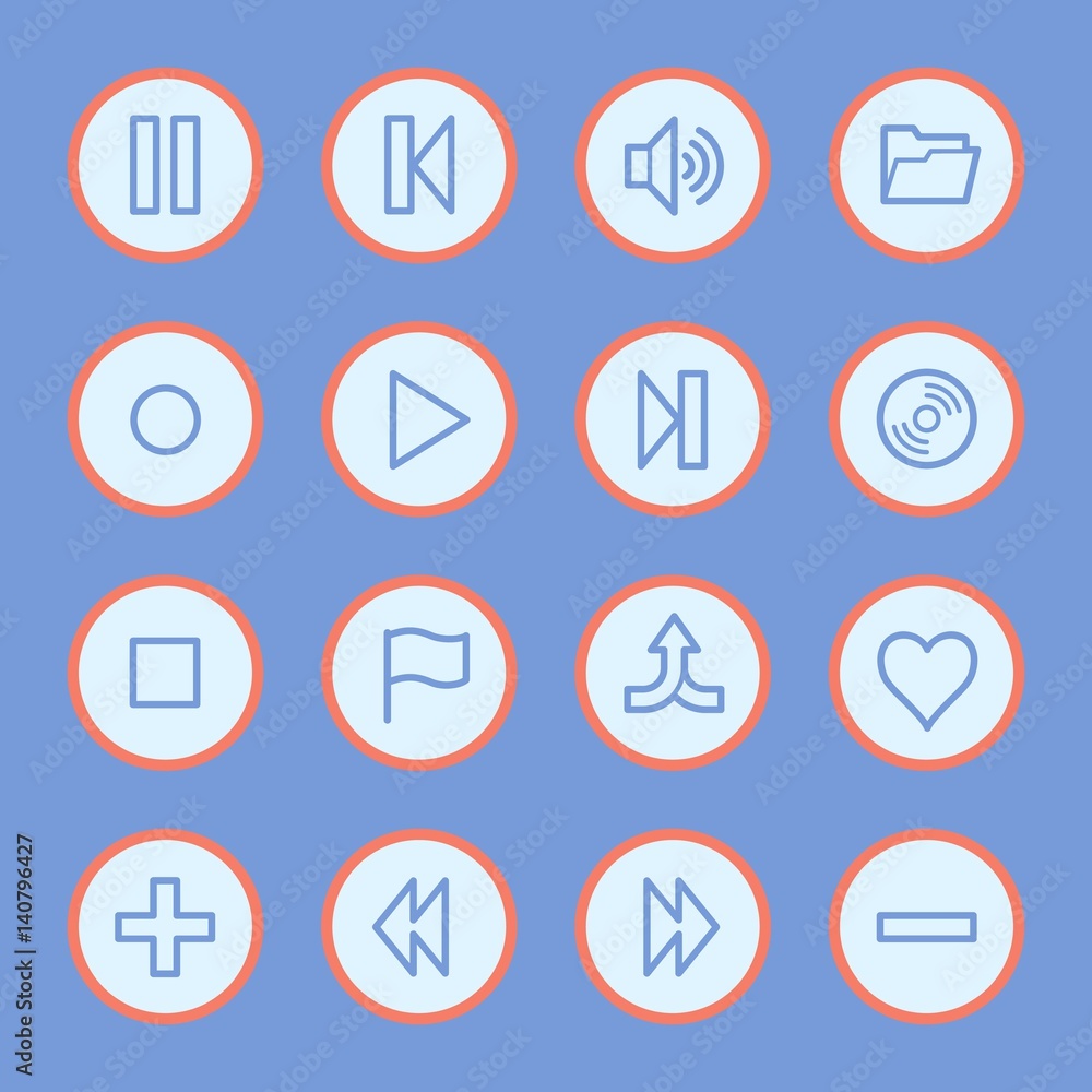 Media player web icons set Media player web icons set