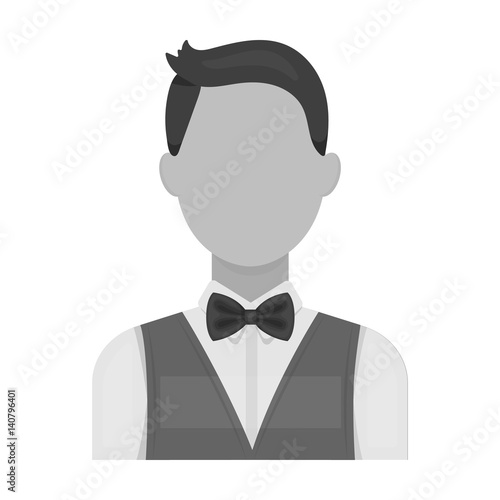 The man in a suit. The croupier, the person who follows the game in the casino.Kasino single icon in monochrome style vector symbol stock illustration.