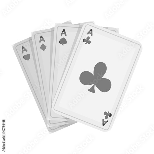 Playing plastic cards for playing poker in the casino. A popular game in the casino.Kasino single icon in monochrome style vector symbol stock illustration.
