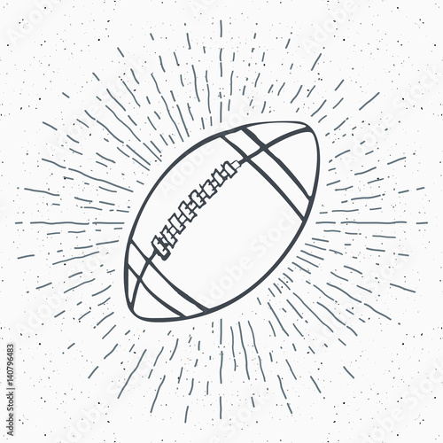 Vintage label, Hand drawn Football, soccer ball sketch, grunge textured retro badge, typography design t-shirt print, vector illustration