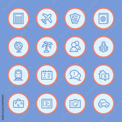 Travel web icons set