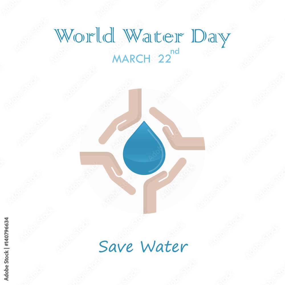 Water drop with human hand icon vector logo design template.World Water Day icon.World Water Day idea campaign for greeting card and poster.