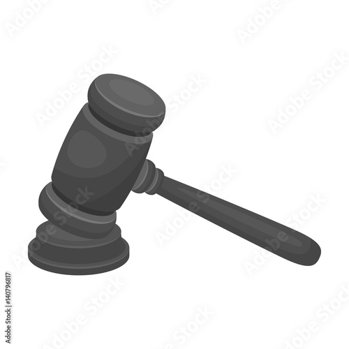 Judge wooden hammer. Hammer for deducing the verdict to the criminal.Prison single icon in monochrome style vector symbol stock illustration.