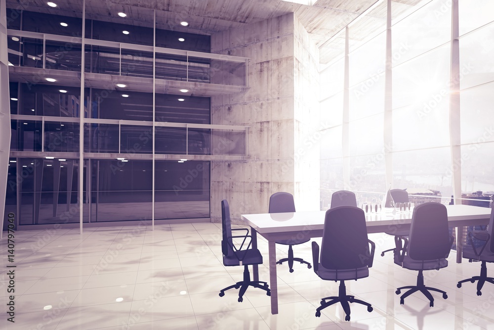Fototapeta premium Composite image of empty office chairs and table