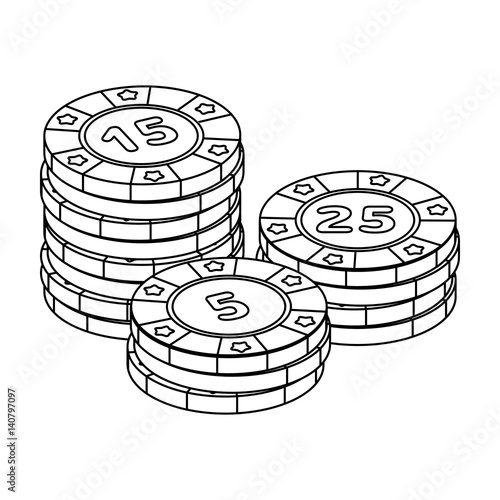 Playing chips. The settlement coin in the casino.Kasino single icon in outline style vector symbol stock illustration.