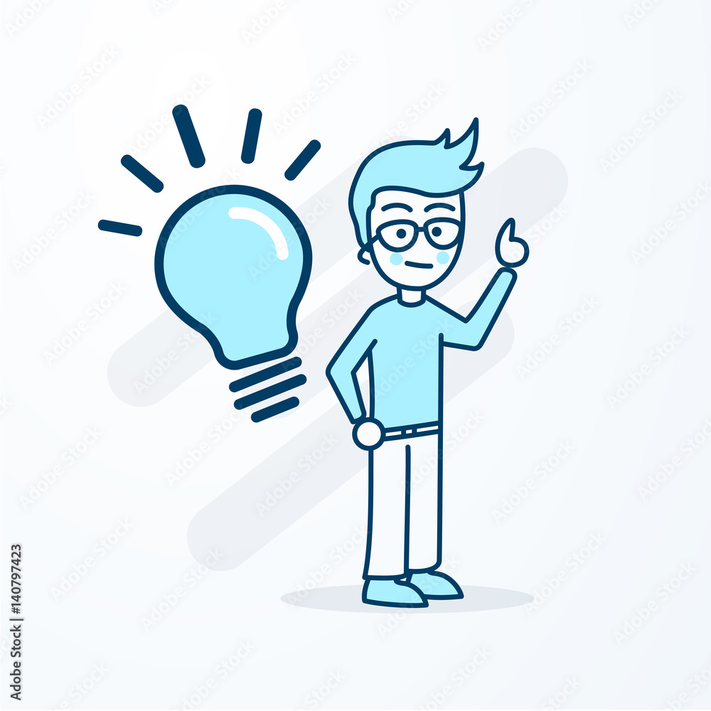 Vector Illustration Business Man with Idea Vector Illustration Business Man with Idea