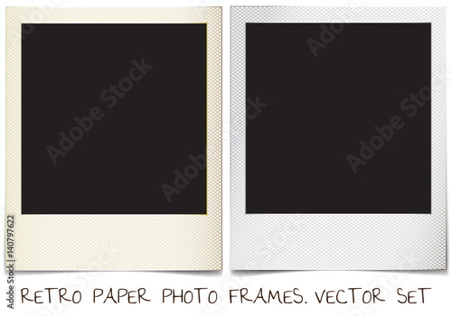 retro paper photo frames templates set