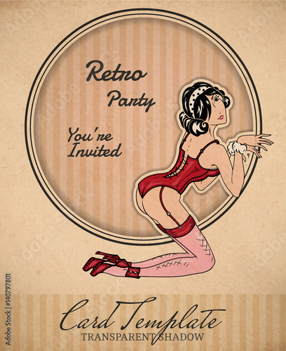 Vector retro pin-up woman illustration