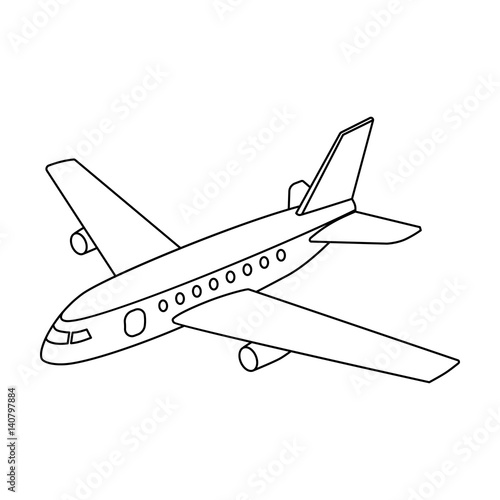 Aircraft for transportation of a large number of people. The safest air transport.Transport single icon in outline style vector symbol stock illustration.