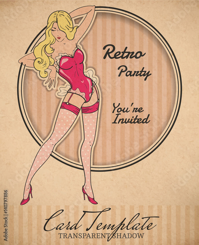 Vector retro pin-up woman illustration