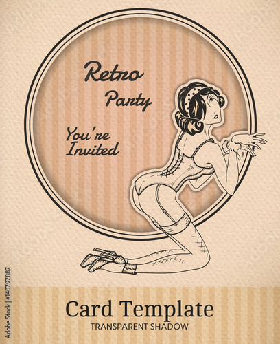 Vector retro pin-up woman illustration for stag or hen party