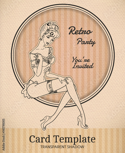 Vector retro pin-up woman illustration