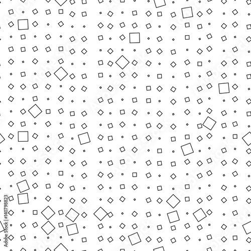 Seamless geometric black and white ornament generated by random squares