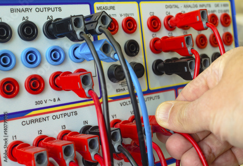 Modern electronic device for relay protection testing and commissioning closeup