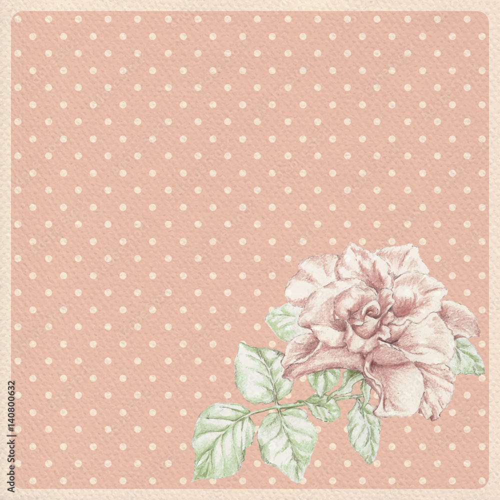 Dotted rose background with ros Dotted rose background with ros
