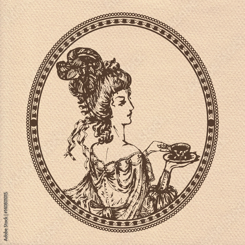 Vector illustration of vintage lady
